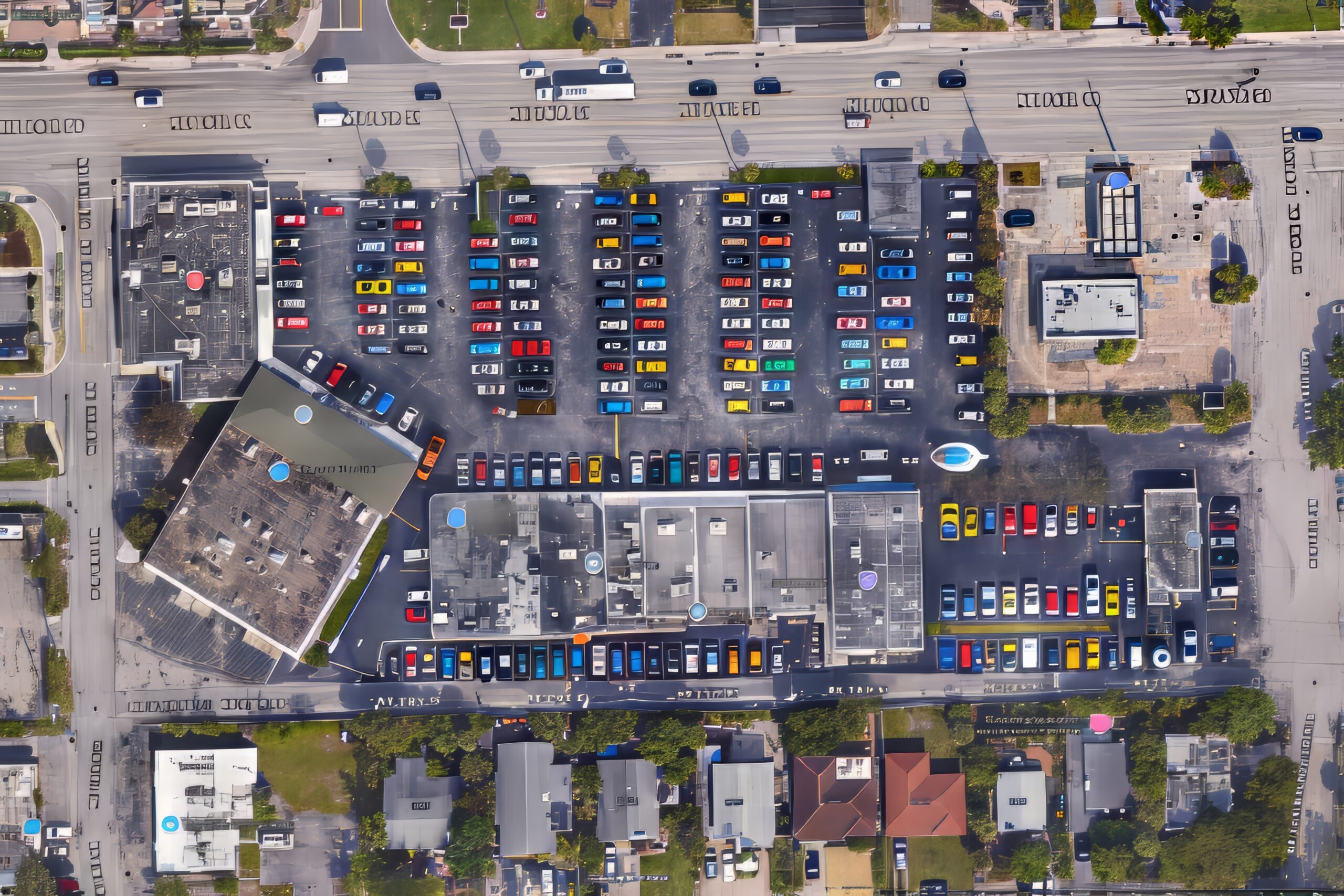 Aerial view — there was nowhere to park